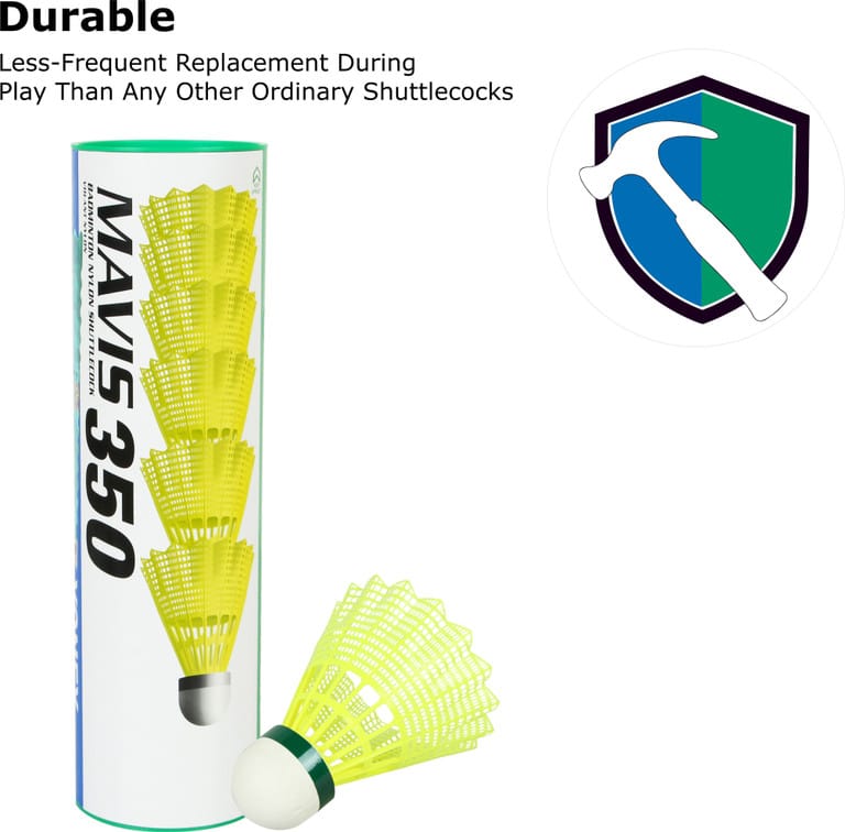 YONEX  MAVIS 350 Nylon Shuttle - Yellow (Slow, 75, Pack of 6)  1x